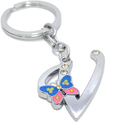 Key Era Alphabet Initial Butterfly Letter V Key Chain