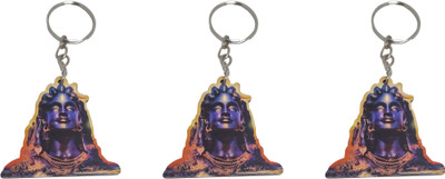 BLESSINGS Set Of 3 Adiyogi Wooden Key Chain