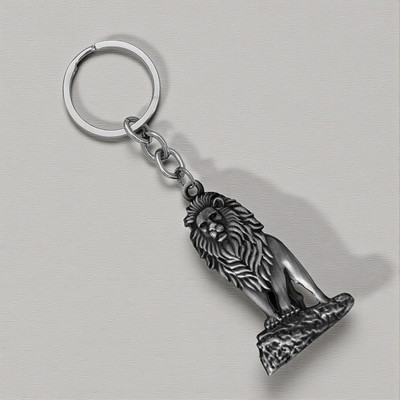 The Men Gift Lion Head Metal Keychain Wild Strength & Power Design Keys Grey ShivKey2025504 Key Chain