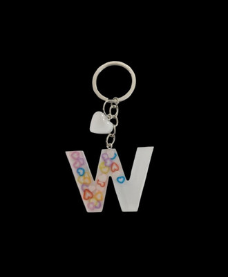 NEHIK ENTERPRISE Resin Keychain Letter W Heart White Key Chain