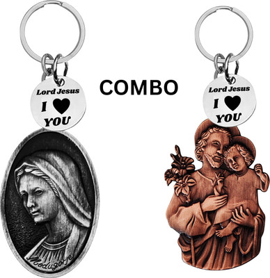 The Men Gift Double Sided Jesus & Mary Keychain Religious Key Ring Catholic Gift Com643-635 Key Chain