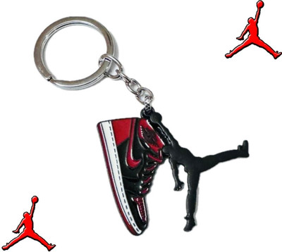 SRG Nike Jordan Shoe with Jordan Logo Charm Black Red Key Chain