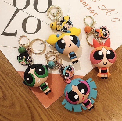 SHRI JI 3D Powerpuff girl Silicone Keychain Pack of 4 Key Chain
