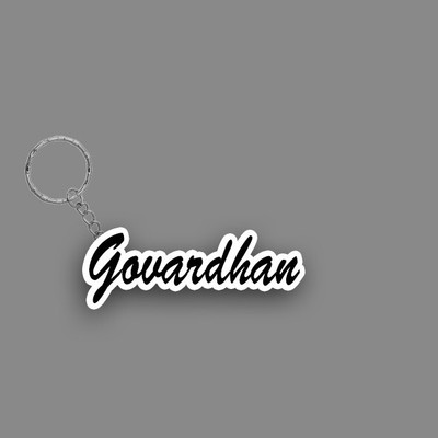 SY Gifts SYG Govardhan Name Keychain White And Black Key Chain