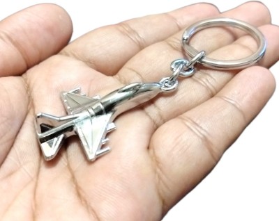 Deethyas Fashion Jet Fighter Plane 3D Model Design Beautiful Silver Coated Metal Key Chain