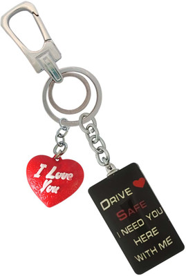 SHOKY LOOKS Elegant Black 3D Drive Safe With Love Heart Locking Lock Key Chain