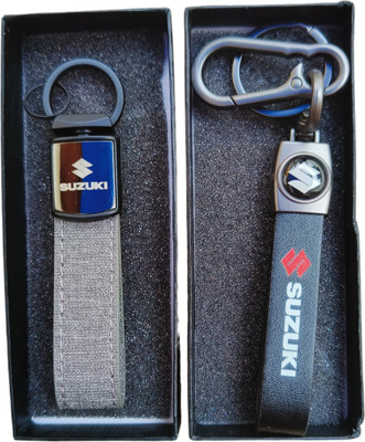 JNV Multicolour Leather Keychain Compatible With SUZUKI Cars (Pack Of 2) Key Chain