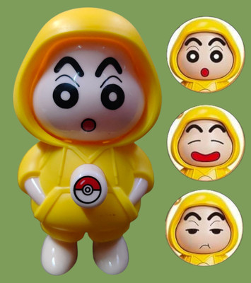 AirSoft Shinchan Desk Collectible Cartoon Toy Funny Expression Change Cute Yellow Hoodie Key Chain