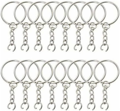 PADMAVATHI ENTERPRISES Key Chain Rings Steel/Silver Plated Alloy Split Keyring with Chains 25Mm Key Chain