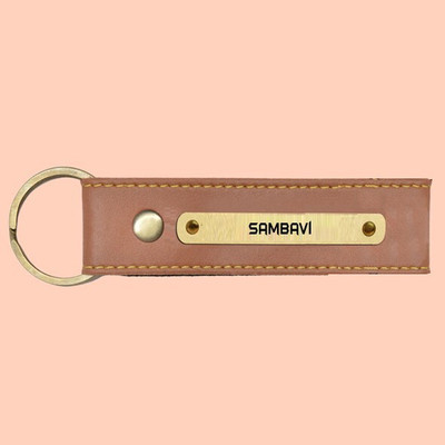 SY Gifts SYG Sambavi Name Vegan Leather Keychain Key Chain