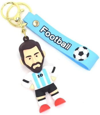 gtrp White Blue Messi 3D Rubber With Long Ribbon 02-New309 Key Chain