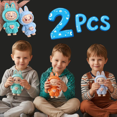 FlyTouch Dual Labubu Keychains Pack – Mood Toy for Kids, Teens, and Collectors Key Chain