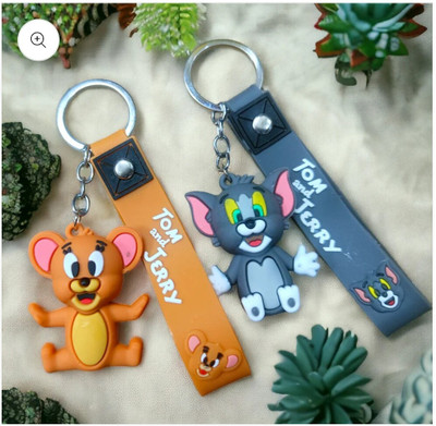 mr sales Tom & Jerry 3D Soft Silicone Rubber Band Miniature Keychain ,Pack of 2 set Key Chain
