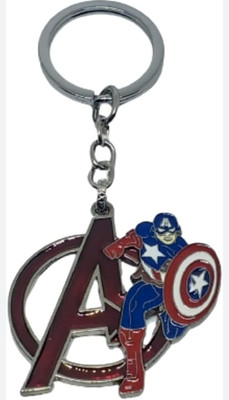 WHITE POPCORN Character Captain America Metal Figure Keychain Key Chain