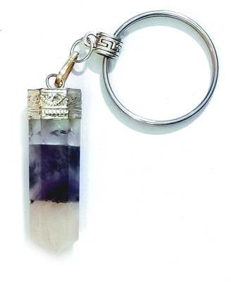 AIR9999 Natural Rose Quartz Clear Quartz Amethyst Bonded Lucky Charm Key Chain Key Ring Key Chain