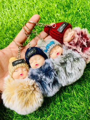 GKM Doll four pcs premium quality keychain soft fur key ring Key Chain