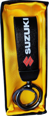 BBG NEW_Stylish Leather Stripe Suzuki Keychain Metal Hook Locking for finished look Key Chain