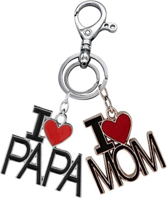 Rashi Traders I love Papa Mom smile Locking, Car Bike Home Key Chain Key Chain