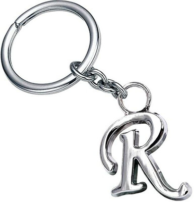 MOREL R ALPHABET LETTER METAL KEYCHAIN FOR CAR, BIKE HOME PREMIUM CHROME SILVER PLATED Key Chain