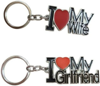 PEARLISH I LOVE WIFE & I LOVE GIRLFRIEND Keychain/ Keyring (Pack of 2) K-1 Key Chain