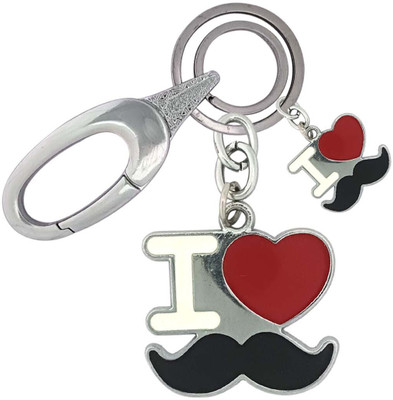 SHOKY LOOKS Multi I Love Mustache With I Love Mustache Locking Lock Perfect For Gifting Key Chain
