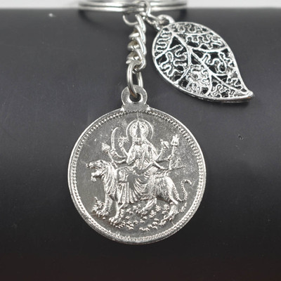 AFH Goddess Maa Durga Hindu Religious Keychain Leaf Charm for Men and Women Key Chain