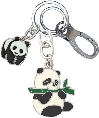 SHOKY LOOKS Beautiful Design Bamboo Panda With Walking Panda Locking Lock Key Chain