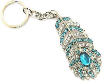 ChalleWale God Krishna Divine Mor Pankha With Beautiful And Shiny Blue Pearl & Diamond Key Chain