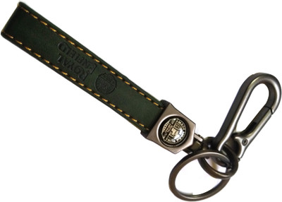 ROYAL ENFIELD green leather with hook & ring metal Key Chain