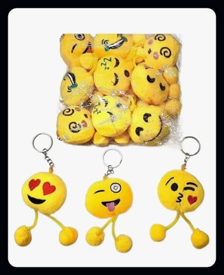 Dashify Fluffy pom pom smiley emoji keychain-S503_x35 Key Chain