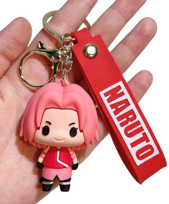 VRT Cute NARUTO 3D Keychain With Charm New LONG Rubber RIBBON For Car/Bike/BAGS Key Chain