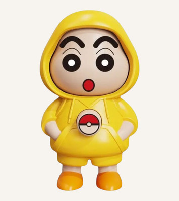 AirSoft Cartoon Shinchan Desk Toy Funny Yellow Hoodie Collectible Expression Change Cute Key Chain