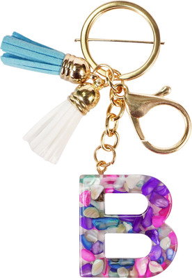 CRAFT STUDIO Mix Stone Resin Alphabet B Initial letter keychain for Boys & Girls Key Chain