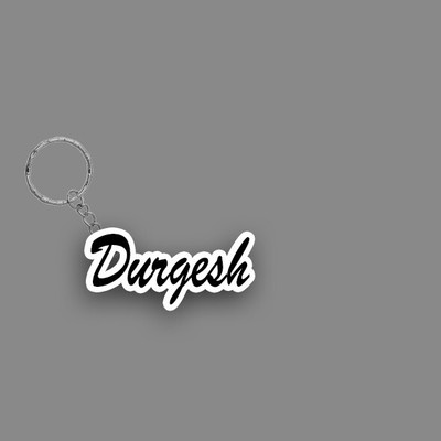 SY Gifts SYG Durgesh Name Keychain White And Black Key Chain