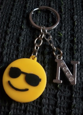Meeko.com N Letter With Smiley Rubber Key Chain 2n Key Chain