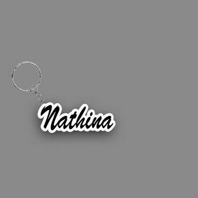 SY Gifts SYG Nathina Name Keychain White And Black Key Chain