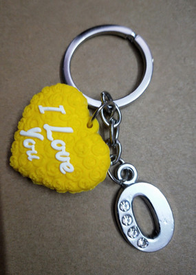 ShopTop Yellow Heart With O Letter Bike Key Chain04 Key Chain