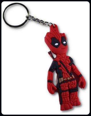 MAG BEE Deadpool Double Sided Red Color Rubber-Premium Key Chain