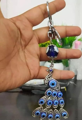 BBG NEW_Peacock Evil Eye with Key Shape Keychain For Bike/Car Gifting Key Chain