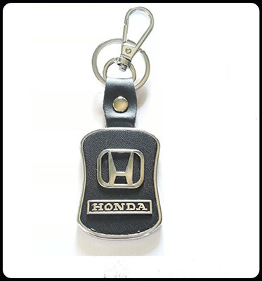 gtrp Trendy-HONDA leather imported key ring chrome car logo Key Chain