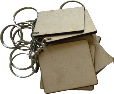 Ecomology 40 Pcs MDF Square Shape Key Chain (50 x 50) mm for Art and Craft Key Chain