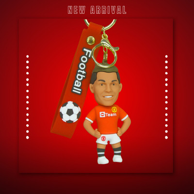 MIKADOECOM Football Keychain | Cartoon Rubber Soccer Player Keyring for Bags, Bikes & Gifts Key Chain