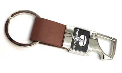 ABEL Metal Leather Opner Keychain for TATA Cars Brown Colour Key Chain