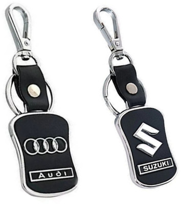 Jainsburys Combo of Audi & Suzuki Logo Leather Hook Keychain & Best Quality Keychain Key Chain