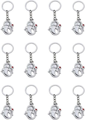 BLESSINGS Set of 12 Ganpati Gold Metal Key Chain