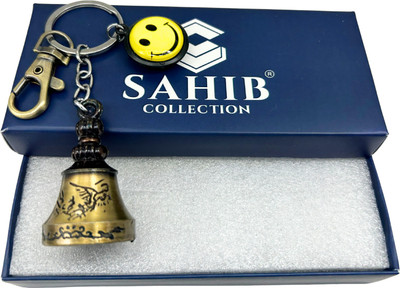 Sahib Collection Tibetanbell Keychain Guardian Bell wth Black Yellow Smile Gren Hook Green Pack1 Key Chain