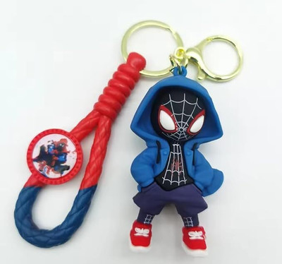 GKM Super Hero Spider Man Avengers 3D Rubber Silicone With Lanyard Keychain(Type-11) Key Chain