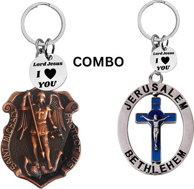 M Men Style Double-Sided Saint Michael Keychain – Jesus Christ Key Ring Medal Com644-672 Key Chain