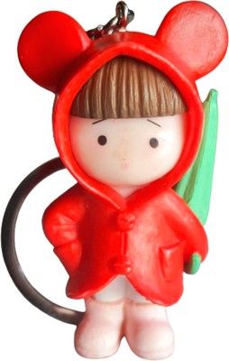 Blooming Box Cute Red Raincoat Baby Doll Key Chain