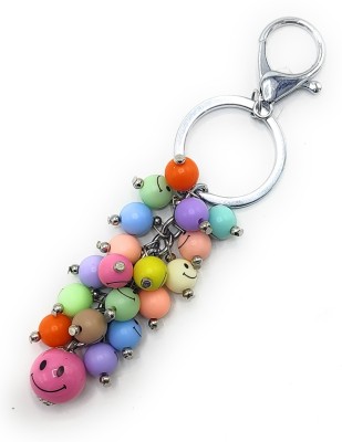 Jdp Novelty Small Smiley Ball Multicolour Metal Antique Keychain For Girls Round Shape Key Chain